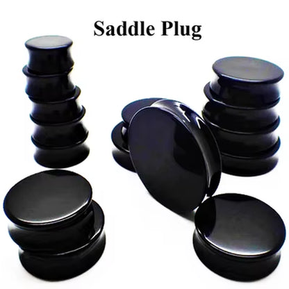 Bog-Pair Black Heart Ear Tunnel Gauge Acrylic Ear Spiral Plugs Ear Taper Stretchers Gauge Expander Saddle Ear Plugs 4-25Mm