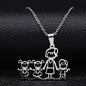 Stainless Steel Necklace Mama Family Necklaces Silver Color Love Boy Girl Pendant Jewelry Women Christmas Gift 355