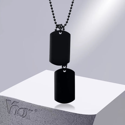 Stainless Steel Double Dog Tag Necklace for Men High Polished Pendant ID Men Jewelry 24" Chain Necklace