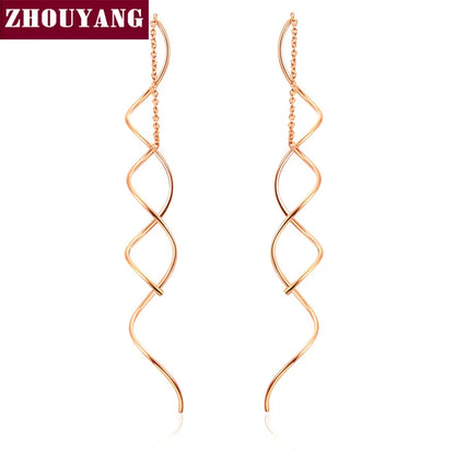 Ear Line for Women Simple Spiral Earrings Rose Gold Color Fashion Jewelry Brithday Friendship Gift ZYE243 ZYE319