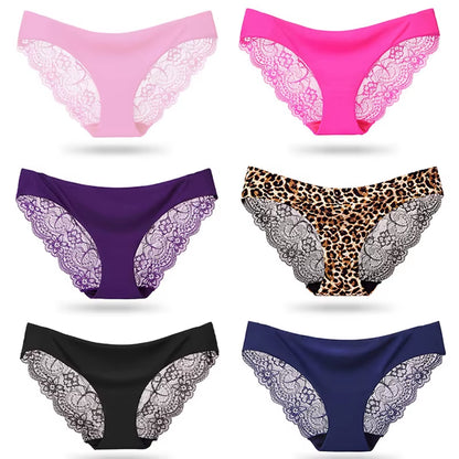Fashion Lace Underwear Women Panties Sexy Briefs Solid Color Invisible Intimate Lingerie Female Breathable Seamless Panty