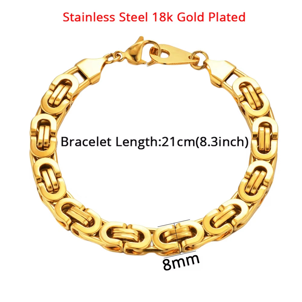 Mens 316L Stainless Steel Male Bracelet Wholesale Braslet Gold Silver Color Braclet Chunky Cuban Chain Link Bracelet for Man