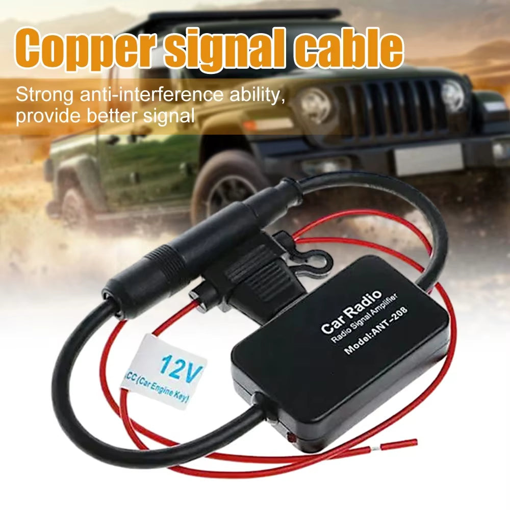 Auto Car Radio FM Antenna Signal Booster Amplifier ANT-208 Enhancer Device Android Player Antenna Signal Booster 12V FM/AM Car A