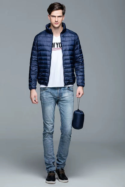 New Autumn Winter Man 90% Duck down Jacket Ultra Light Thin S-3XL Spring Jackets Men Stand Collar Outerwear Coat