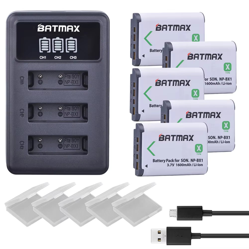 NP-BX1 Np Bx1 Battery + 3 Slots LCD Charger for Sony DSC-RX100 DSC-WX500 IV HX300 WX300 HDR-AS15 X3000R MV1 AS30V HDR-AS300
