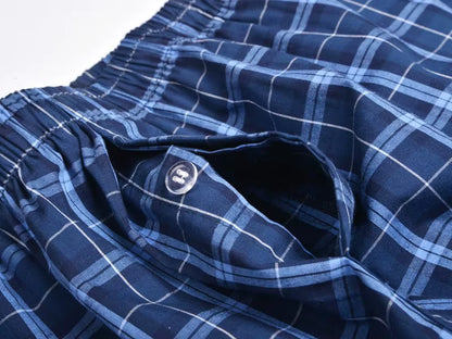 4 Pcs/Lot Men Plaid Underpants Boxers 100% Cotton Shorts Underwear Male High Quality Loose Comfortable Sleep Bottoms Panties