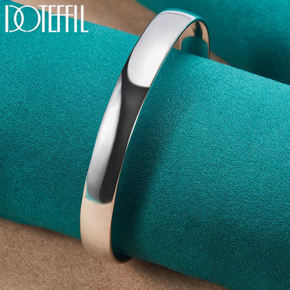 925 Sterling Silver 10Mm Smooth Solid Bracelet Bangles for Women Men Wedding Engagement Party Jewelry