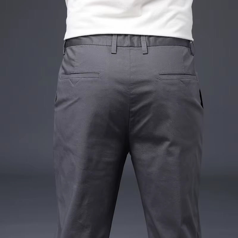 Mens Pants Cotton Casual Stretch Male Trousers Man Long Straight High Quality 4 Color plus Size Pant Suit 42 44 46
