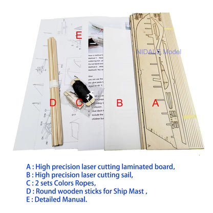 New Version Scale 1/96 Classics Ancient Ship Model Building Kits Harvey 1847 Wooden Sailboat DIY Home Decorations