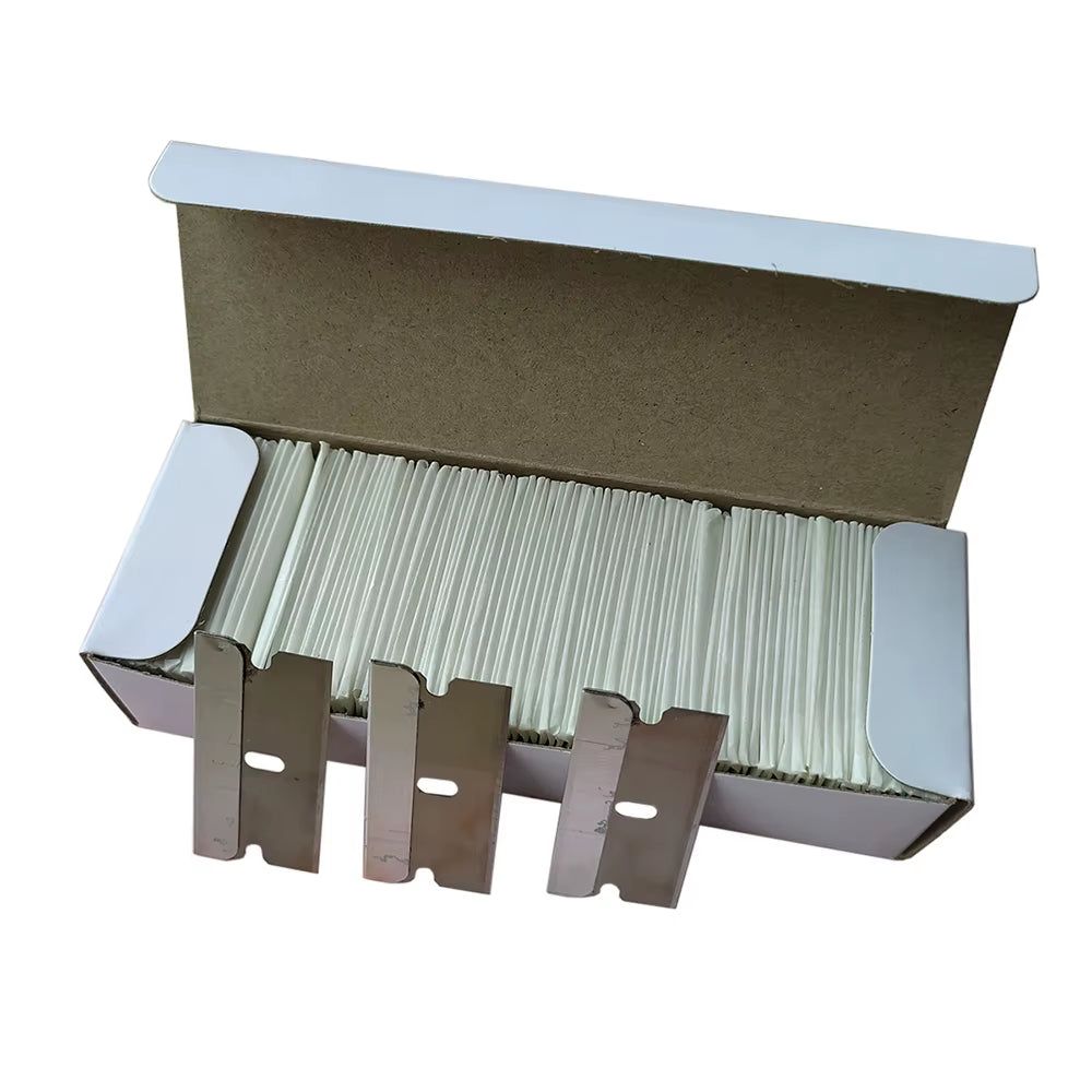 100Pcs Razor Blades Safety Scraper Glue Knife Glass Cleaner Replacement Carbon Steel Blade Ceramic Car Labels Remover E13