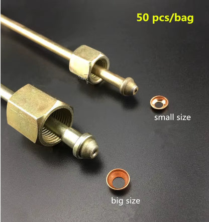 50 Pcs High Pressure Pipe Nest Copper Pad Cone Gasket for High Pressure Oil Tube anti Oil Leaking Gasket