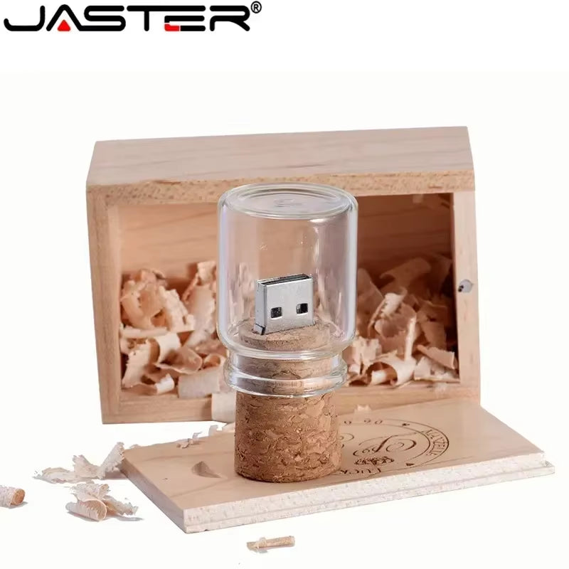 New Arrival Messenger Bottle Usb 2.0 Memory Stick Glass Drift Bottle Usb Flash Drives Wooden Cork Pendrive 16GB 32GB 64GB