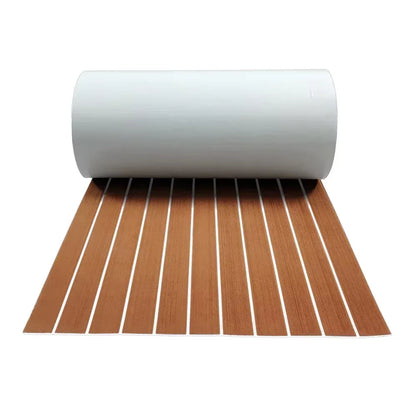 580X2400X5Mm EVA Foam Faux Teak Boat Decking Mat Brown Deck Sheet Yacht Flooring anti Skid Mat Self Adhesive Vehicle Pad
