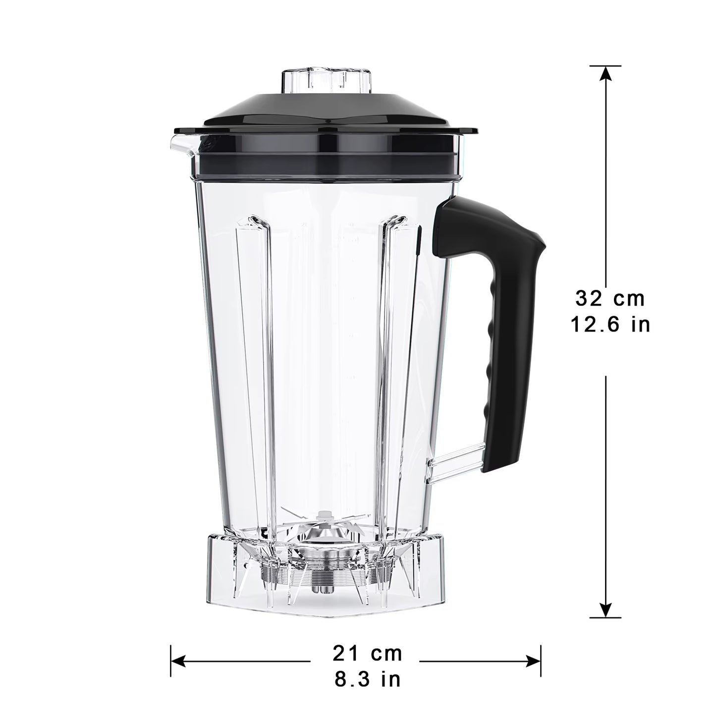 T5200 Blender Mixer Spare Parts 2L Square Container Jar Jug Pitcher Cup Bottom with Serrated Smoothies Blades Lid BPA FREE