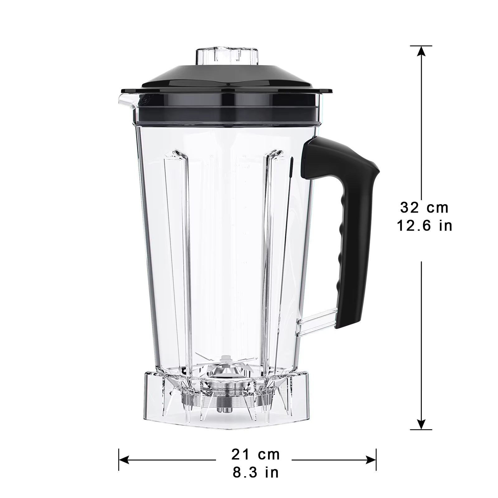T5200 Blender Mixer Spare Parts 2L Square Container Jar Jug Pitcher Cup Bottom with Serrated Smoothies Blades Lid BPA FREE