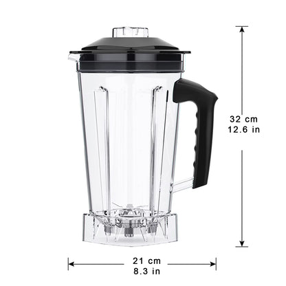 T5200 Blender Mixer Spare Parts 2L Square Container Jar Jug Pitcher Cup Bottom with Serrated Smoothies Blades Lid BPA FREE