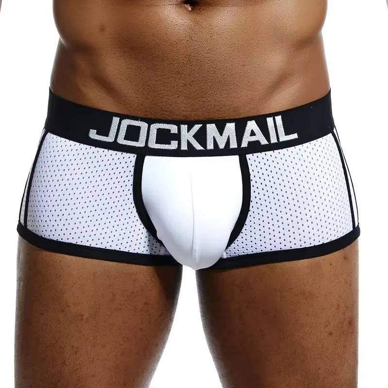 Brand Men Mesh Underwear Boxers Calzoncillos Hombre Gay Sleepwear Cueca Boxer Breathable Crotch Male Panties Shorts