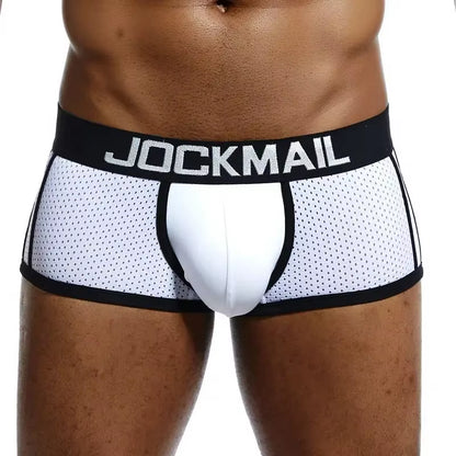 Brand Men Mesh Underwear Boxers Calzoncillos Hombre Gay Sleepwear Cueca Boxer Breathable Crotch Male Panties Shorts