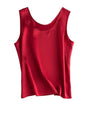 . Women Basic Cozy Tanks, 100%Real Silk, O Neck Sleeveless Chic T Shirt, 2025 Solid Summer Vests, White, Pink, Beige