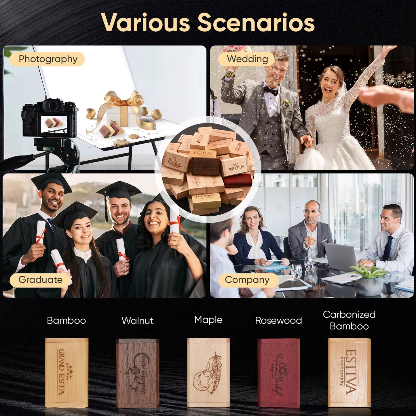 USB Flash Drive 2.0 128GB Memory Stick Wooden/Bamboo Free Logo Pendrive 4GB 8GB 16GB 32GB 64GB Pen Drive Wedding Gifts