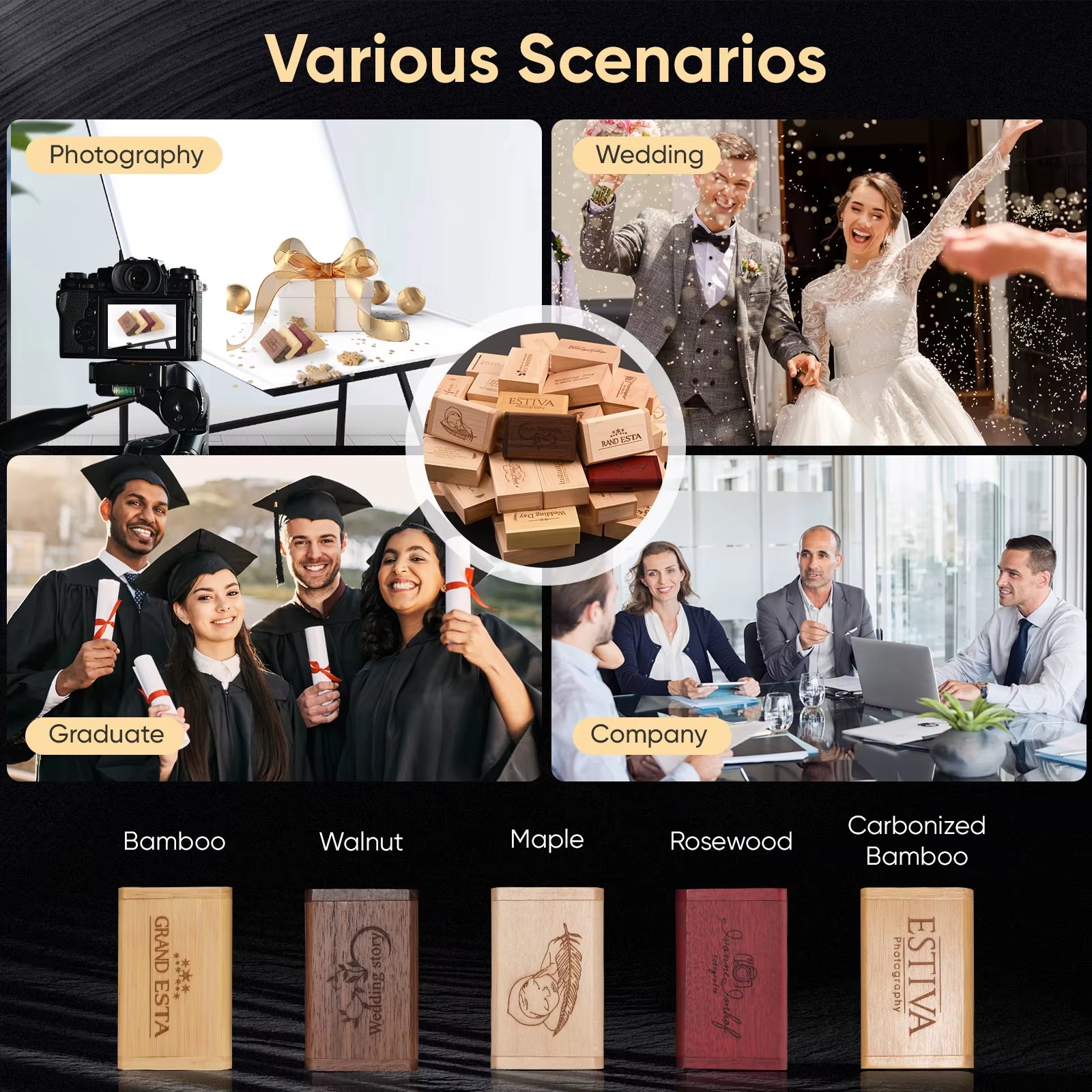 USB Flash Drive 2.0 128GB Memory Stick Wooden/Bamboo Free Logo Pendrive 4GB 8GB 16GB 32GB 64GB Pen Drive Wedding Gifts