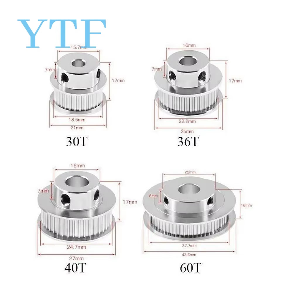 GT2 Timing Pulleys 30 36 40 60 Tooth 2GT Wheel Parts Bore 5Mm 8Mm Aluminium Gear Teeth Width 6Mm 3D Printers Part