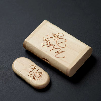 1PCS Free LOGO Wooden + Box USB 2.0 Pen Drive 4GB 16GB 32GB 64GB Flash Drive Memory Stick Wedding Photography Gift U Disk
