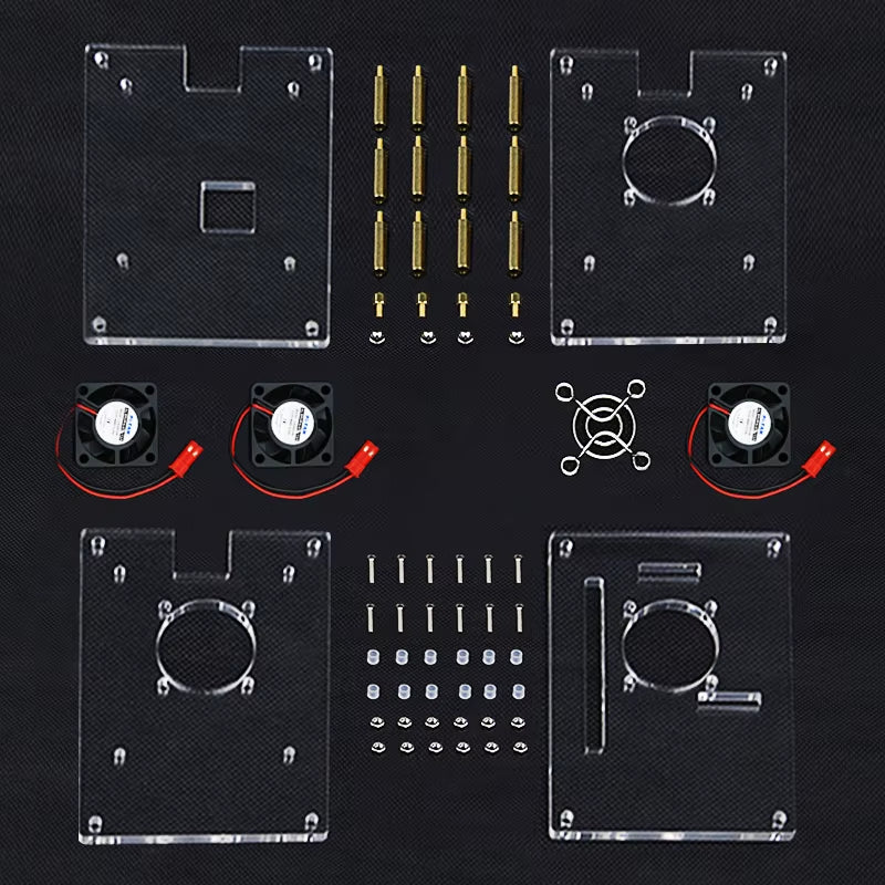 3 Layer Raspberry Pi Acrylic Case Clear Box Cover + Cooling Fans for Raspberry Pi 4B 3B+ 3B DIY Cluster