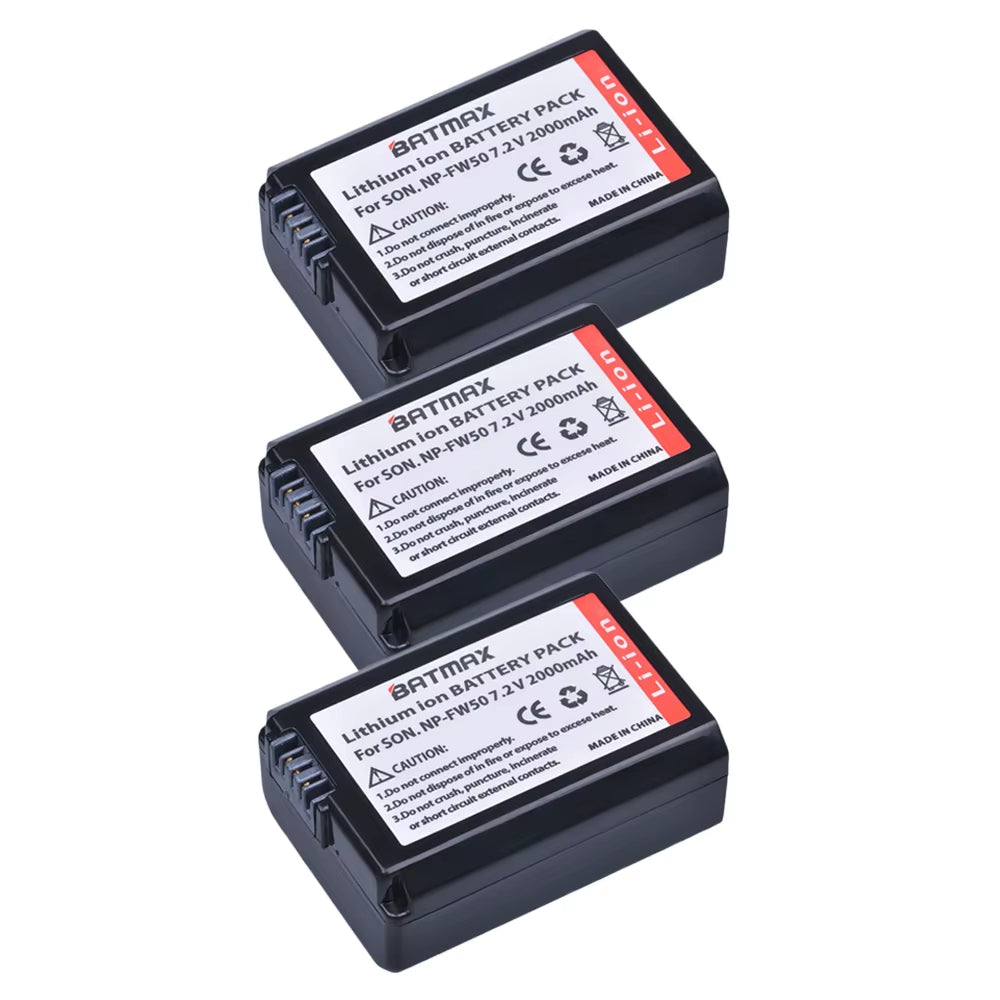 2000Mah NP-FW50 NP FW50 Camera Battery + LCD USB Dual Charger for Sony Alpha A6500 A6300 A6000 A5000 A3000 NEX-3 A7R Zv-E1