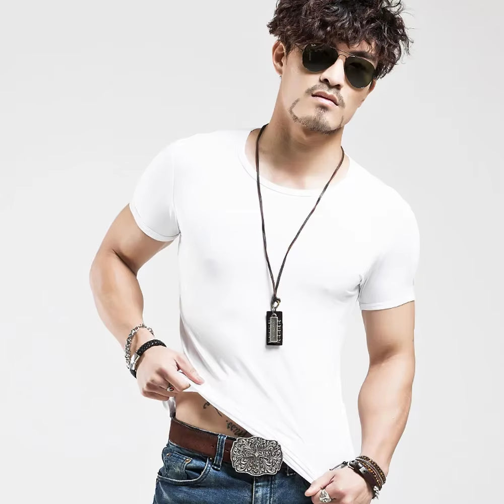 2025 Brand New Men T Shirt Tops V Neck Short Sleeve Tees Men'S Fashion Fitness Hot T-Shirt for Male Man T-Shirt Size 5XL