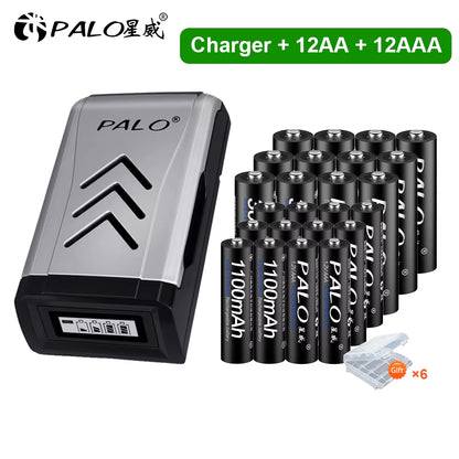 4Pcs 3000Mah 1.2V AA Rechargeable Batteries+4Pcs 1100Mah 1.2V AAA Battery NI-MH AA AAA Rechargeable Battery for Camera Toy