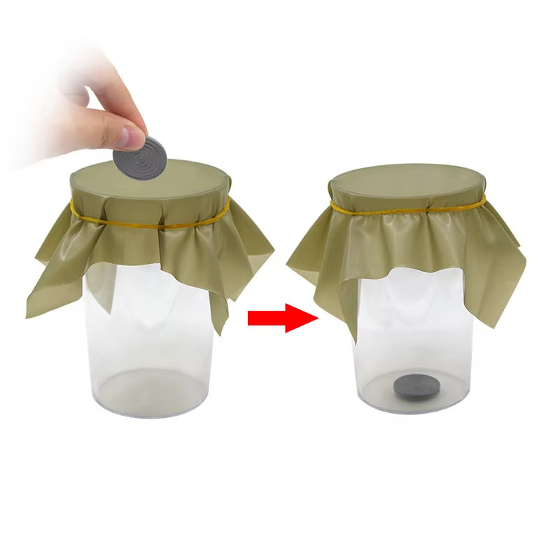 1Pcs Pena Coin Penetration Magic Tricks Dish Coin Thru Rubber Sheet into Cup Black Hole Magic Trick Mentalism Props Illusion