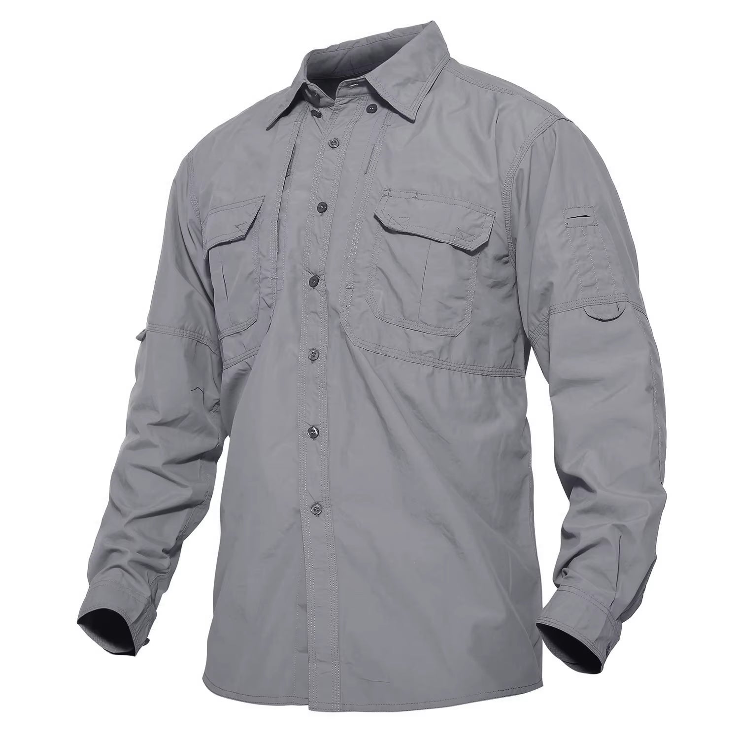 Mens Long Sleeve Shirts Summer Lightweight Quick Drying Shirt Hiking Nylon Shirts Long Sleeve Outdoor Work Cargo Shirts