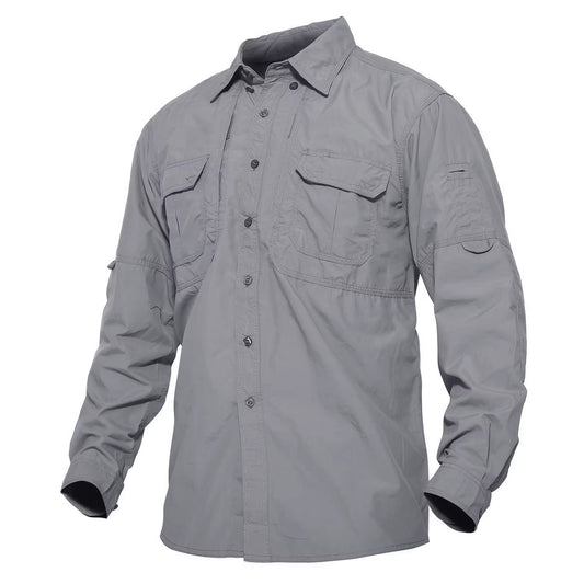 Mens Long Sleeve Shirts Summer Lightweight Quick Drying Shirt Hiking Nylon Shirts Long Sleeve Outdoor Work Cargo Shirts