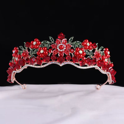 Luxury Baroque Purple Crystal Pearl Bridal Crown Tiara Magnificent Rhinestone Diadem for Bride Headband Wedding Hair Accessories