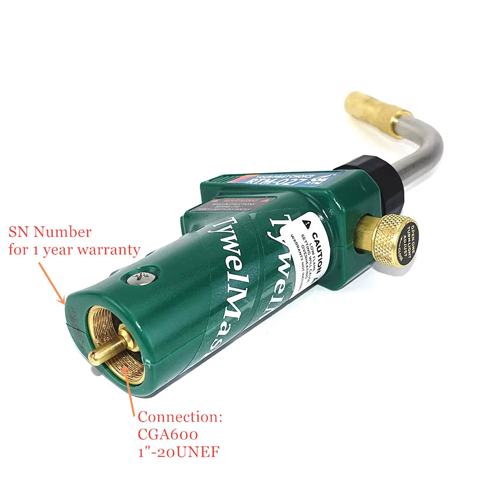 Braze Welding Torch MAPP Propane Gas Torch Piezo Trigger Ignition CGA600 Copper Aluminum Heating Solder Burner