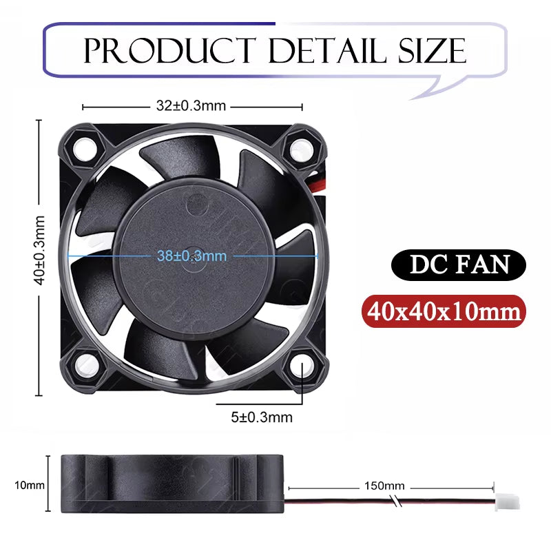 2Pcs  DC 24V 12V 5V 40Mm X 40Mm X 10Mm 2-Pin Ball Bearing Computer PC Case Cooling Fan 4010