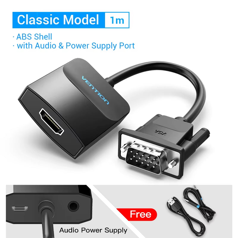 VGA to HDMI Adapter 1080P VGA Male to HDMI Female Converter Cable with Audio USB Power for PS4/3 HDTV VGA HDMI Converter