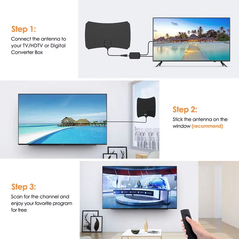 2026 New 4K HD 1080P TV Antenna HDTV Amplifier Antenna Digital HDTV Antenna Flat TV Antenna