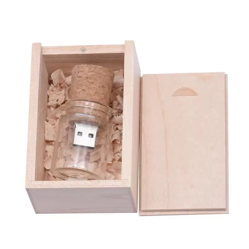 New Arrival Messenger Bottle Usb 2.0 Memory Stick Glass Drift Bottle Usb Flash Drives Wooden Cork Pendrive 16GB 32GB 64GB