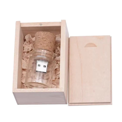 New Arrival Messenger Bottle Usb 2.0 Memory Stick Glass Drift Bottle Usb Flash Drives Wooden Cork Pendrive 16GB 32GB 64GB