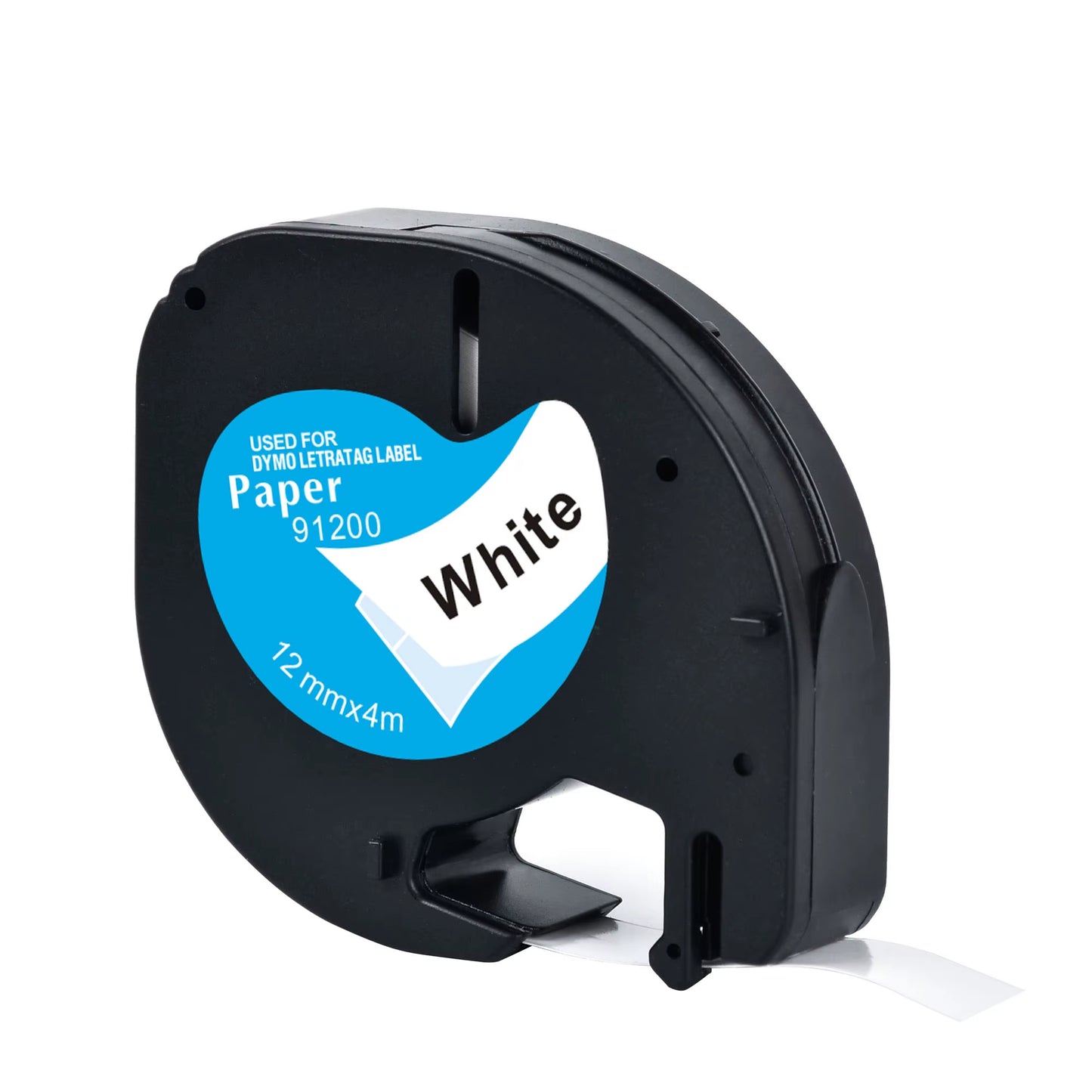 CIDY 91201 Compatible 12Mm*4M Black on White Dymo Letratag Plastic Tape LT 91331 LT9120112267 18769 18771 for LT-100H LT-100T