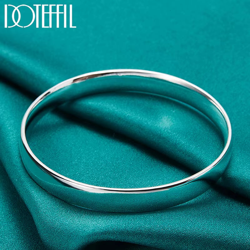 925 Sterling Silver 10Mm Smooth Solid Bracelet Bangles for Women Men Wedding Engagement Party Jewelry