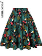 Women'S Runway Cotton Retro Vintage Skirt Black Faldas High Waist a Line Rockabilly Jupe 50S Swing Umbrella Skirts Pin up Skater