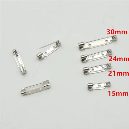 10Pcs 2.4Cm Length High Quality Safety Pin Brooch Base Back Bar Badge Holder Brooch Pins DIY Jewelry Finding