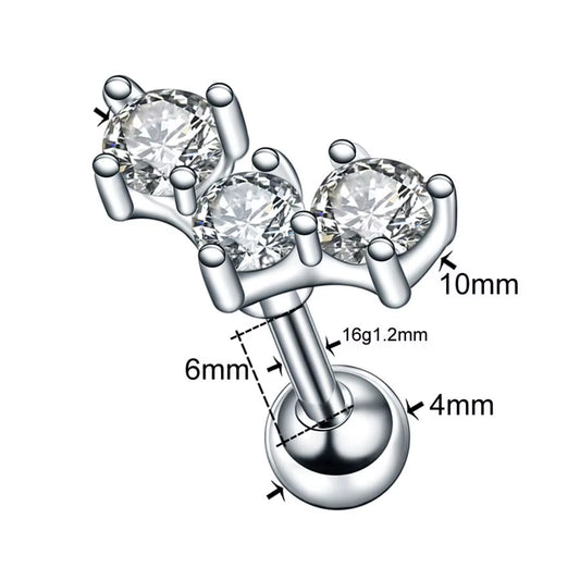 1PC Steel Ear Tragus Cartilage Piercing Crystal Flower Conch Lobe Earrings Barbell Piercing Orelha Ear Stud Helix Sexy Jewelry