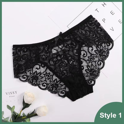 Women'S Panties Sexy Lace Transparent Underwear Hollow Out Female Low Waist Briefs Breathable Lingerie Intimates Underpants