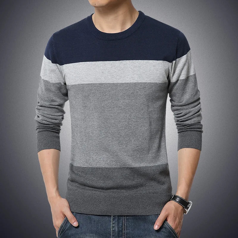 2025 Autumn Casual Men'S Sweater O-Neck Striped Slim Fit Knittwear Mens Sweaters Pullovers Pullover Men Pull Homme M-4XL