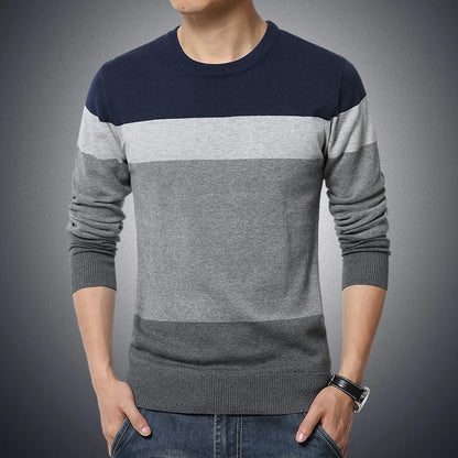 2025 Autumn Casual Men'S Sweater O-Neck Striped Slim Fit Knittwear Mens Sweaters Pullovers Pullover Men Pull Homme M-4XL