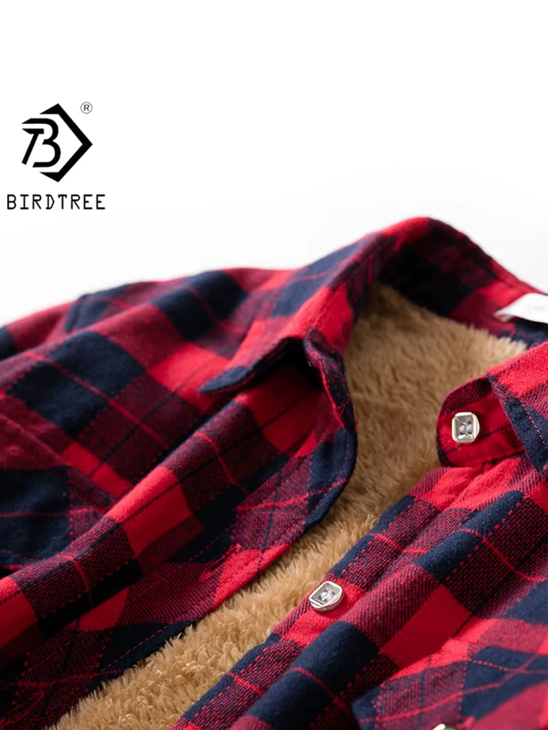 Velvet Thick Warm Women'S Plaid Shirt Female Long Sleeve Tops M-5XL Winter Fleece Casual Check Blouse Autumn Clothes T77710A